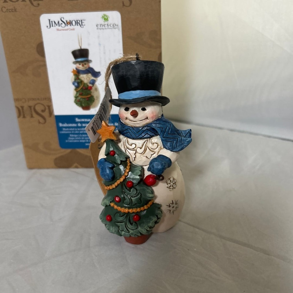 Jim Shore Heartwood Creek‎ snowman with tree Ornament